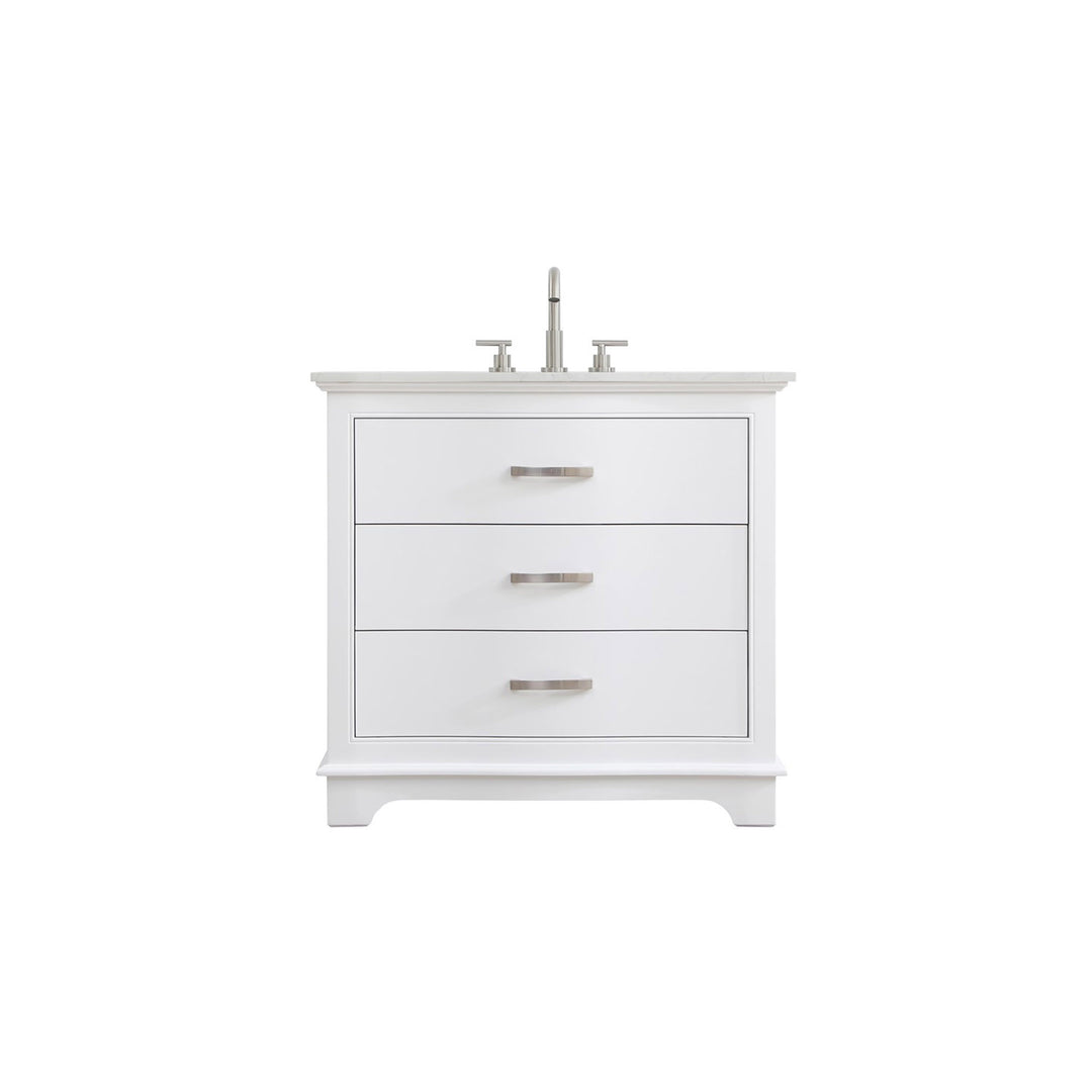 36 Inch Single Bathroom Vanity In White - View 3 - Joshua Marshal