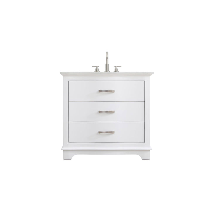 36 Inch Single Bathroom Vanity In White - View 3 - Joshua Marshal