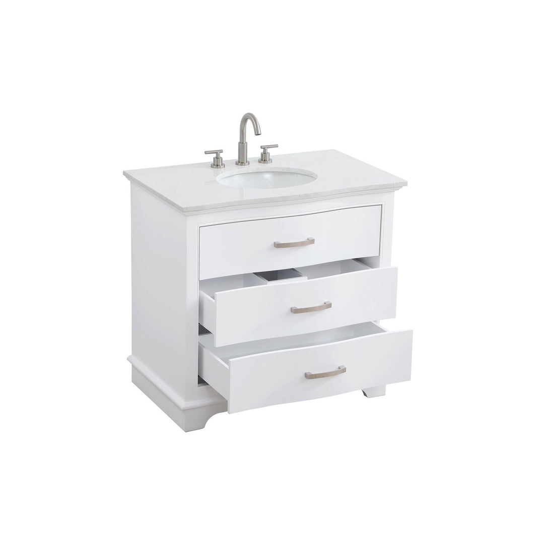 36 Inch Single Bathroom Vanity In White - View 4 - Joshua Marshal