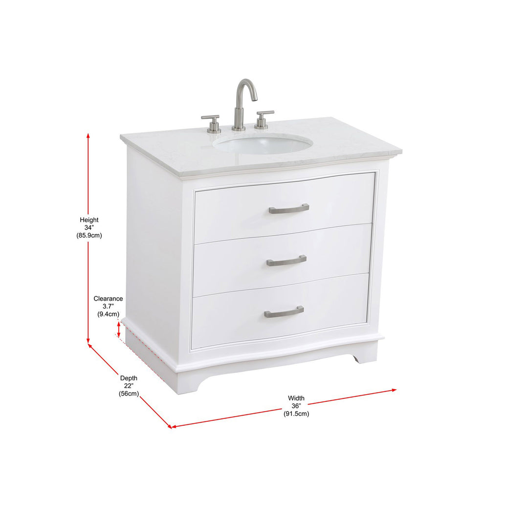 36 Inch Single Bathroom Vanity In White - View 5 - Joshua Marshal