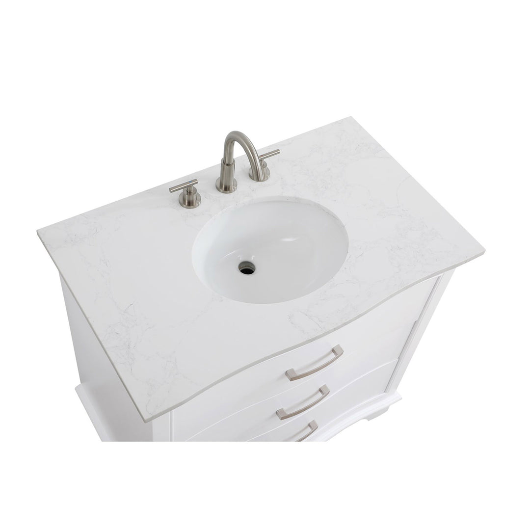 36 Inch Single Bathroom Vanity In White - View 6 - Joshua Marshal