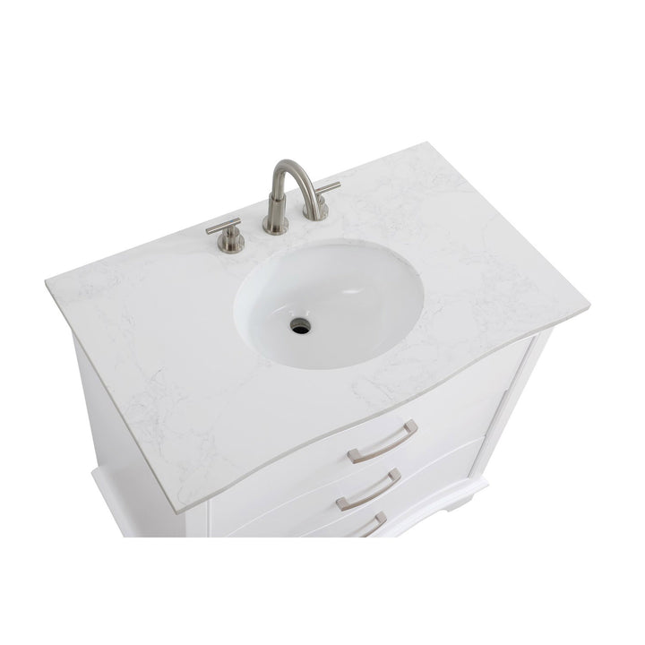 36 Inch Single Bathroom Vanity In White - View 6 - Joshua Marshal
