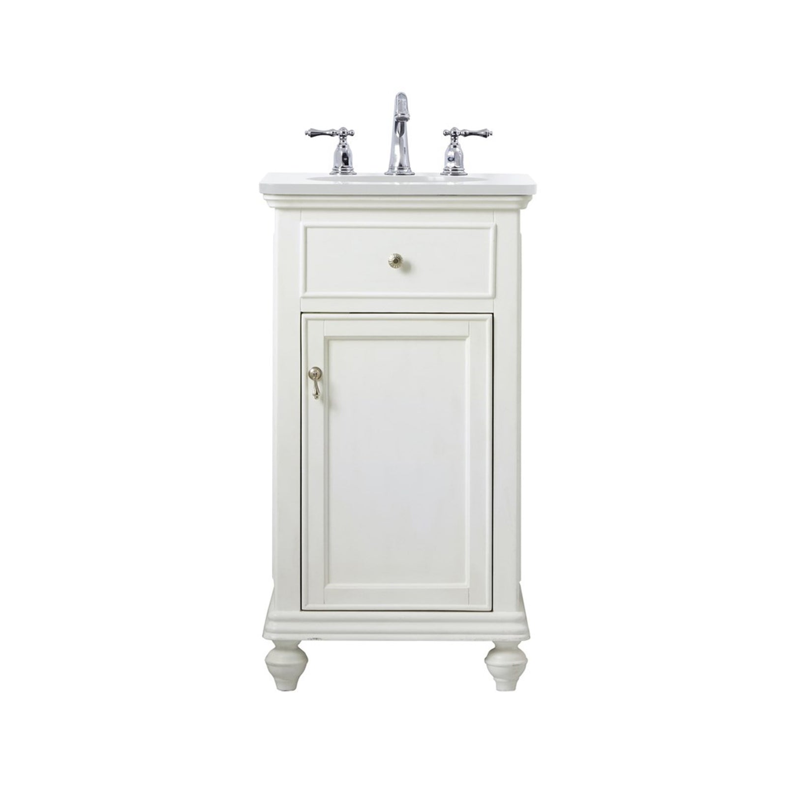 19 Inch Single Bathroom Vanity In Antique White With Ivory White Marble Antique White Finish - KITCHEN & BATH by Joshua Marshal