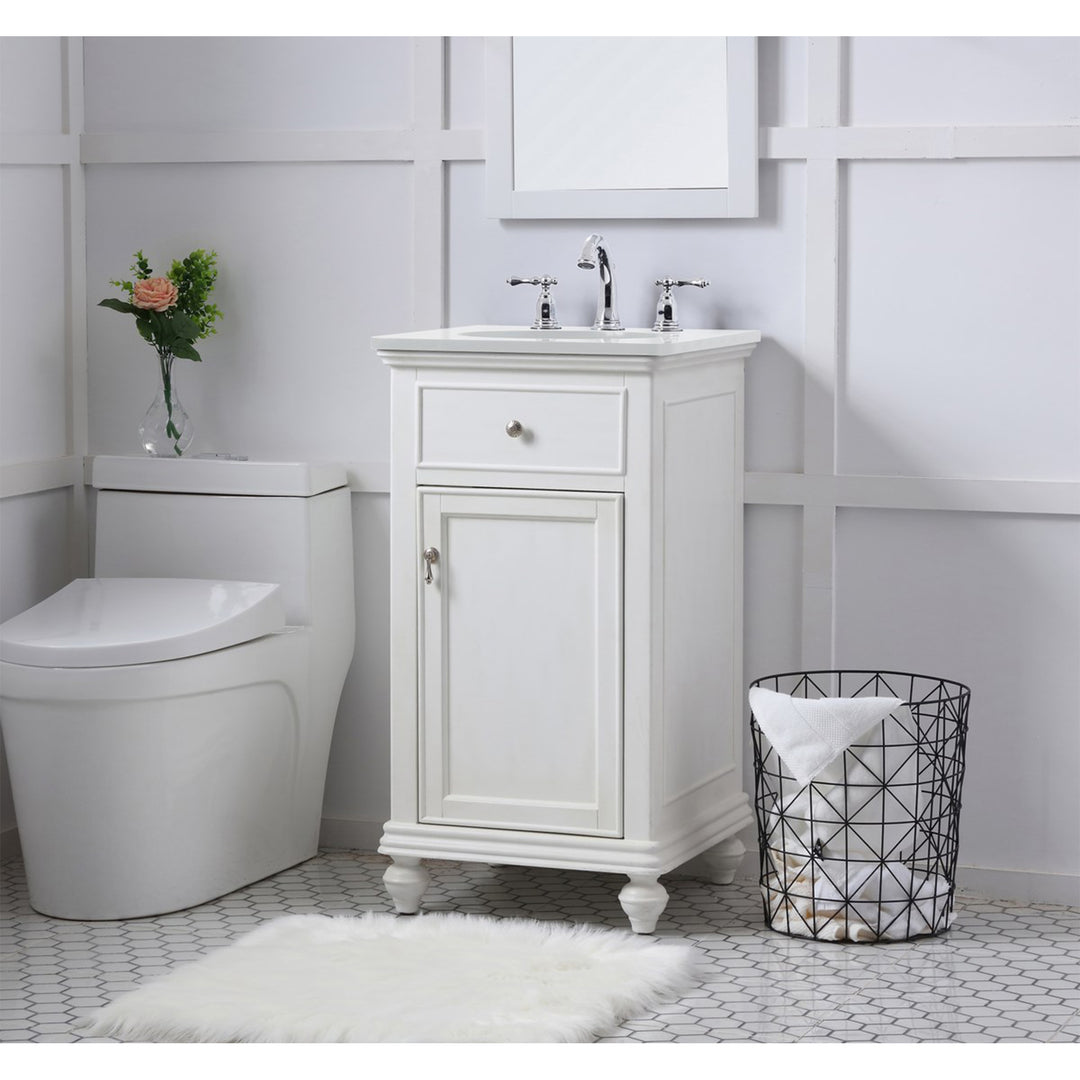 19 Inch Single Bathroom Vanity In Antique White With Ivory White Marble - View 2 - Joshua Marshal