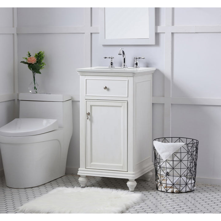 19 Inch Single Bathroom Vanity In Antique White With Ivory White Marble - View 2 - Joshua Marshal