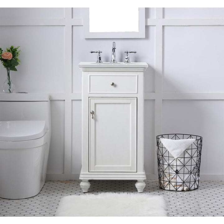 19 Inch Single Bathroom Vanity In Antique White With Ivory White Marble - View 3 - Joshua Marshal