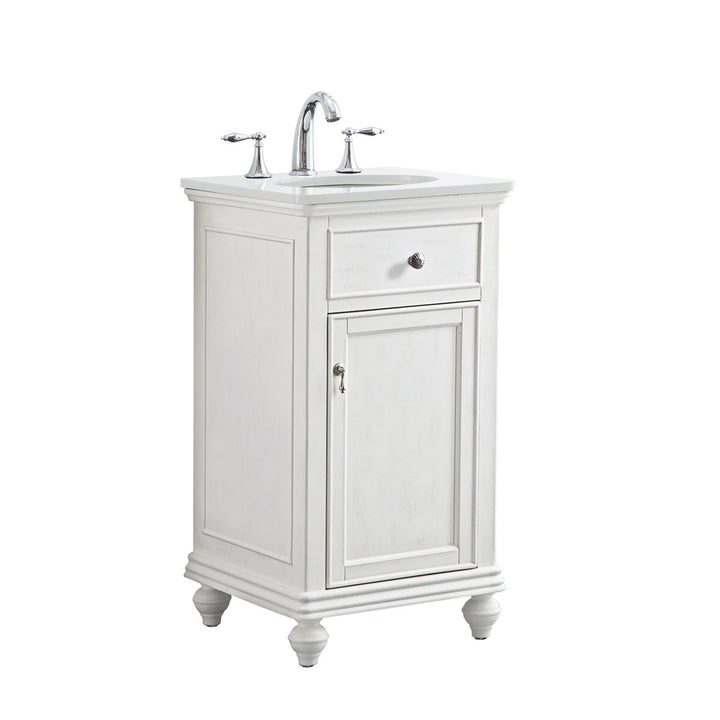 19 Inch Single Bathroom Vanity In Antique White With Ivory White Marble - View 4 - Joshua Marshal