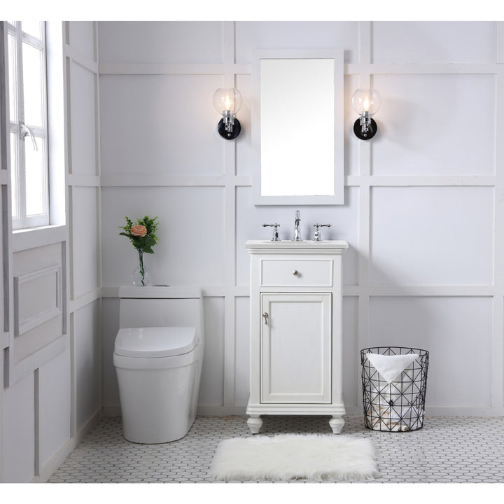 19 Inch Single Bathroom Vanity In Antique White With Ivory White Marble - View 5 - Joshua Marshal