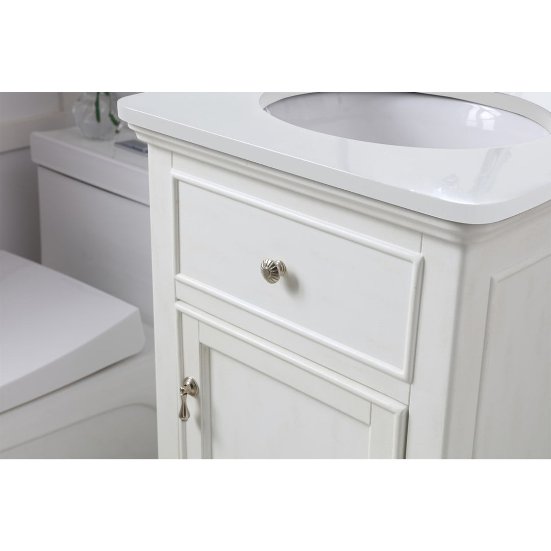 19 Inch Single Bathroom Vanity In Antique White With Ivory White Marble - View 6 - Joshua Marshal