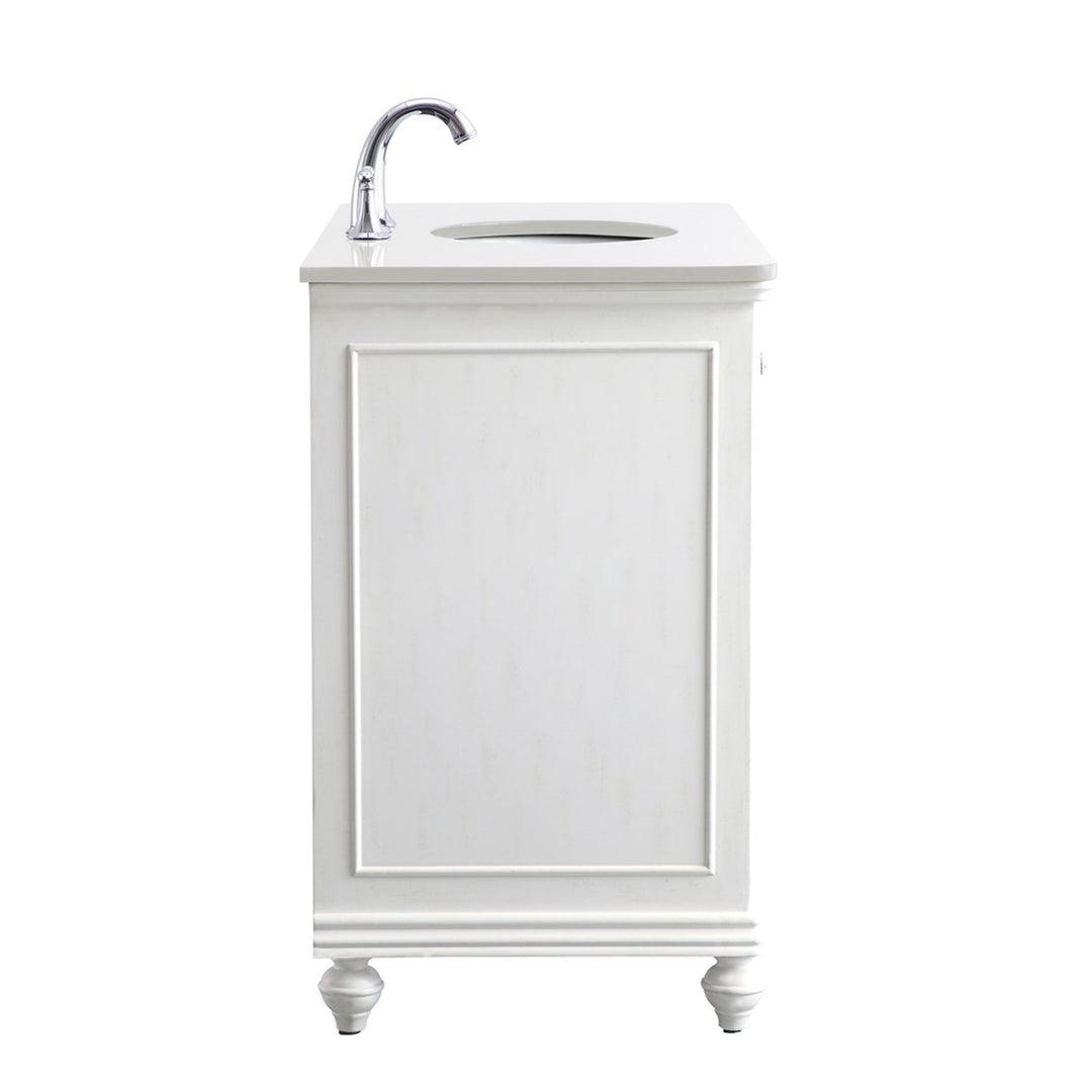 42 Inch Single Bathroom Vanity In Antique White With Ivory White Marble - View 6 - Joshua Marshal