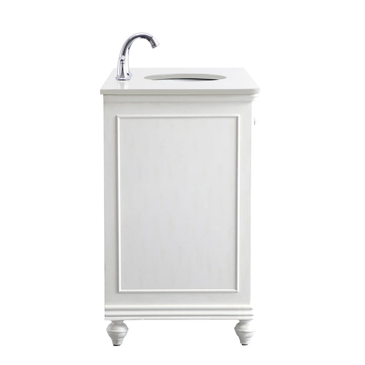 42 Inch Single Bathroom Vanity In Antique White With Ivory White Marble - View 6 - Joshua Marshal