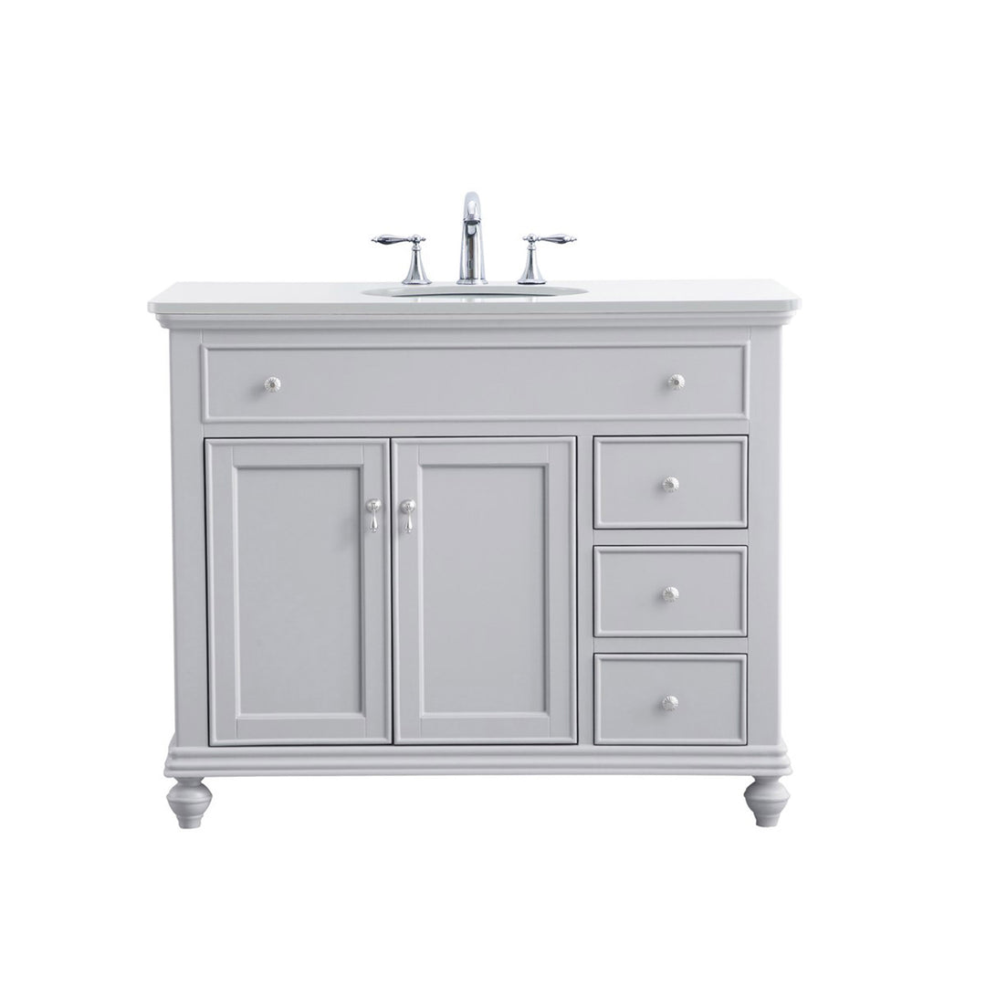 42 Inch Single Bathroom Vanity In Light Grey With Ivory White Marble - View 3 - Joshua Marshal