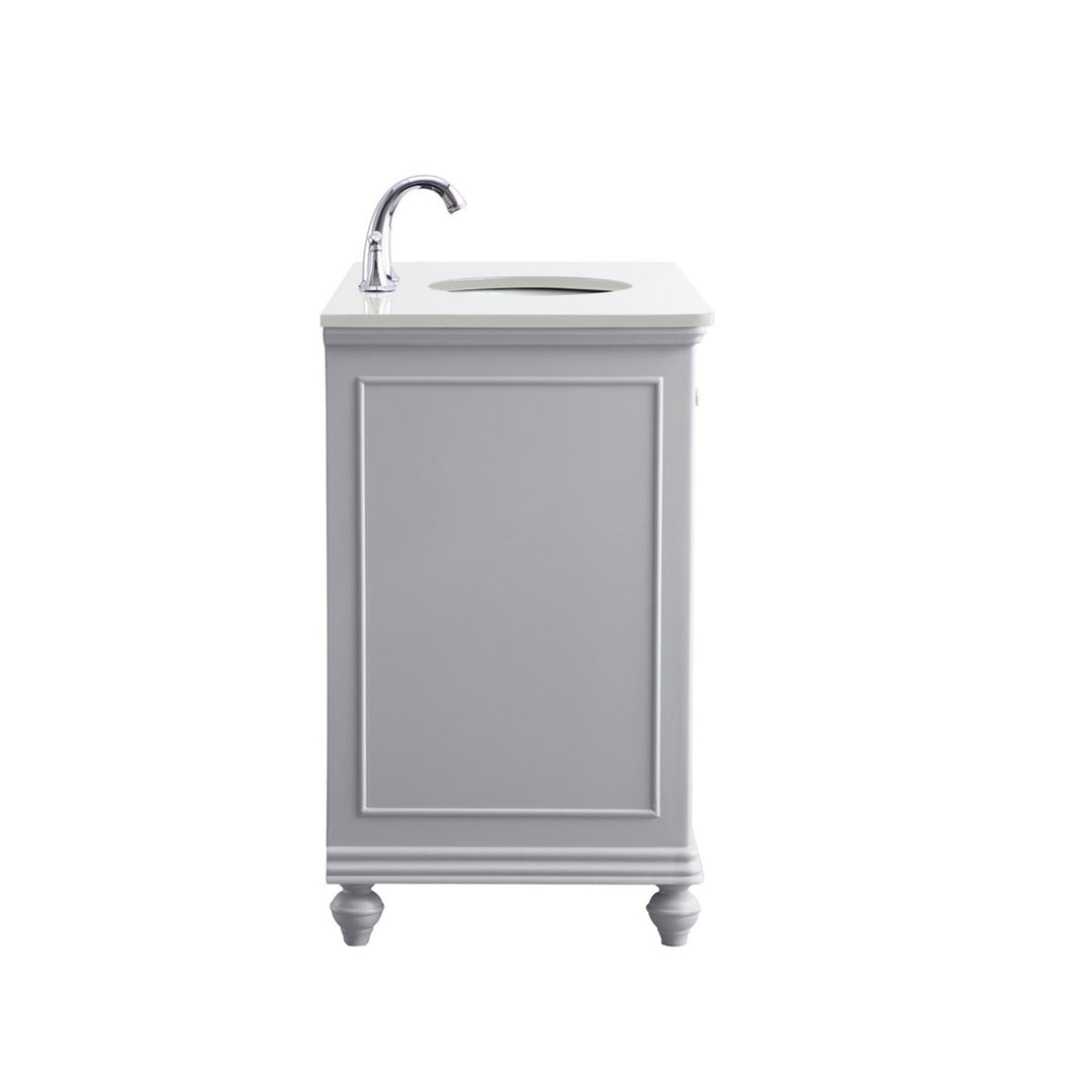 42 Inch Single Bathroom Vanity In Light Grey With Ivory White Marble - View 6 - Joshua Marshal