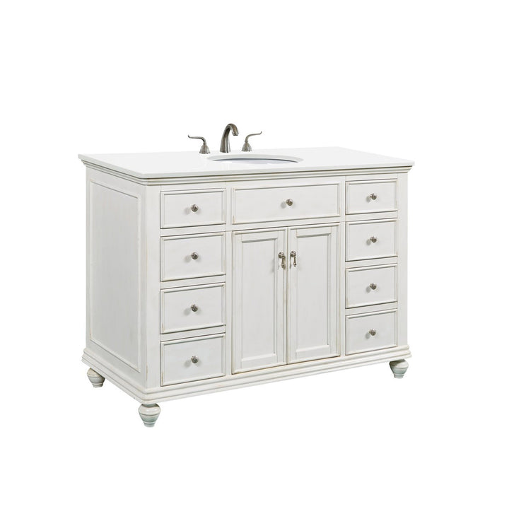 48 Inch Single Bathroom Vanity In Antique White With Ivory White Marble - View 5 - Joshua Marshal