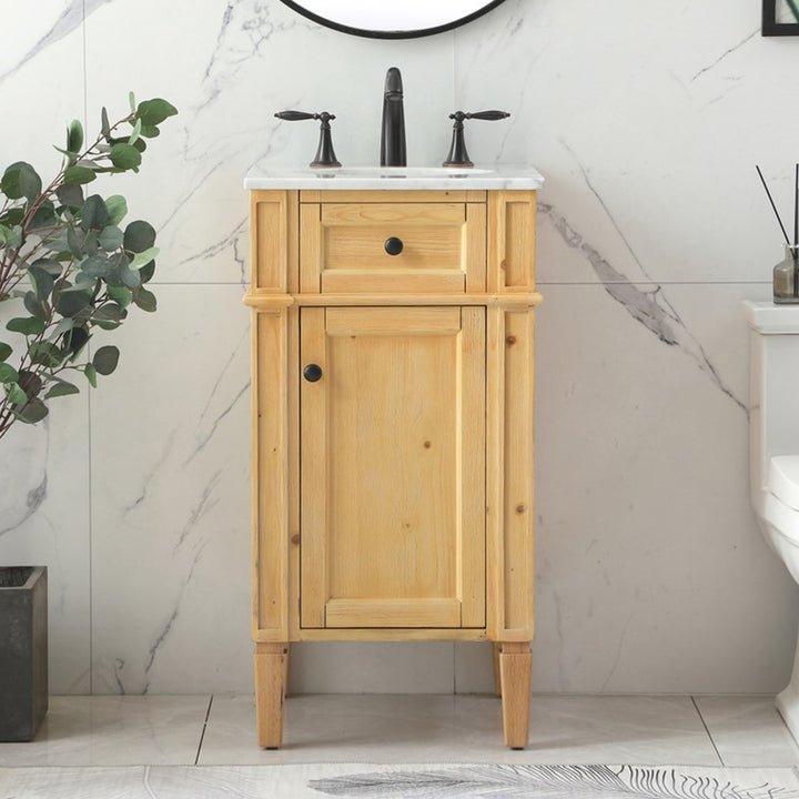 18 Inch Single Bathroom Vanity In Natural Wood Natural Wood Finish - KITCHEN & BATH by Joshua Marshal