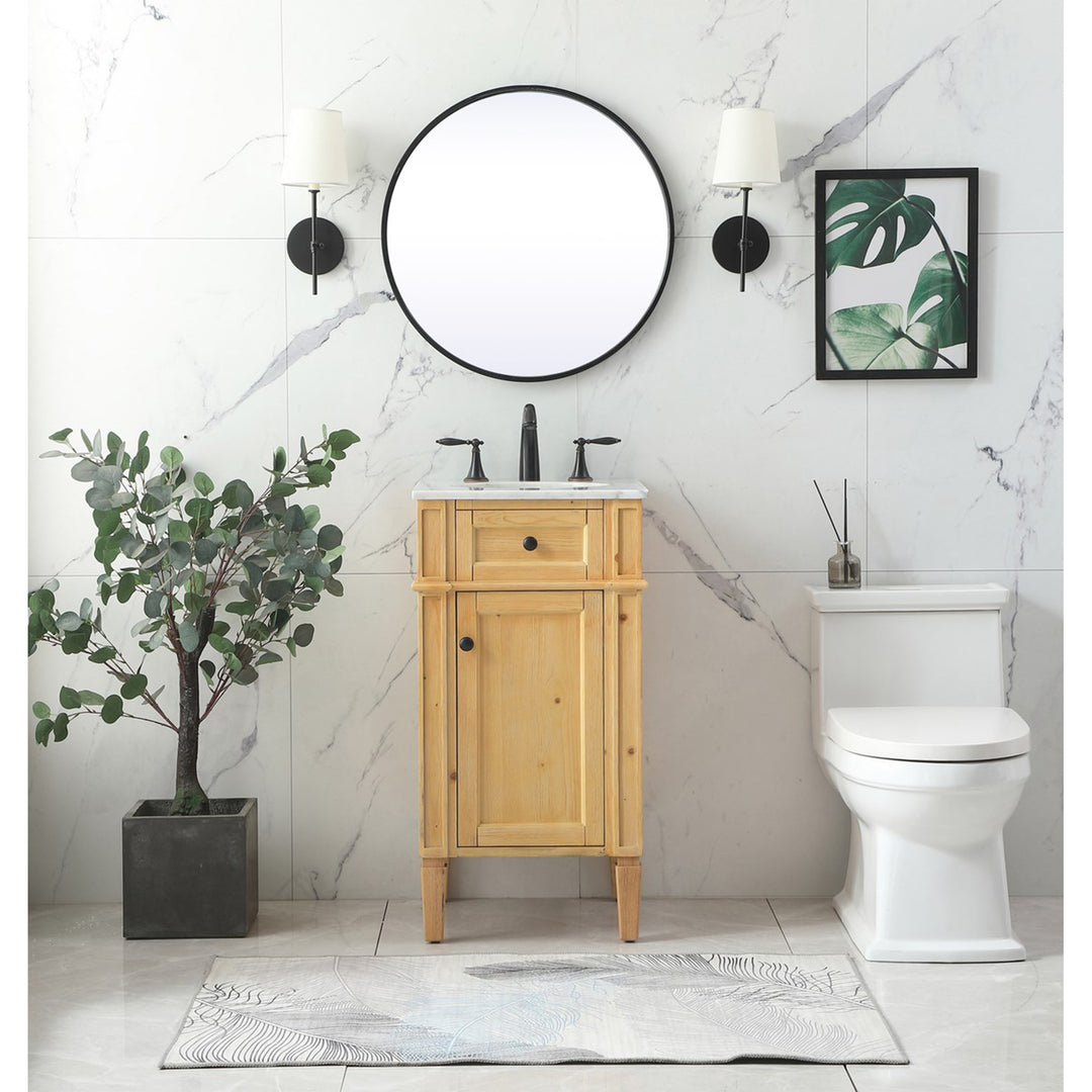 18 Inch Single Bathroom Vanity In Natural Wood - View 2 - Joshua Marshal