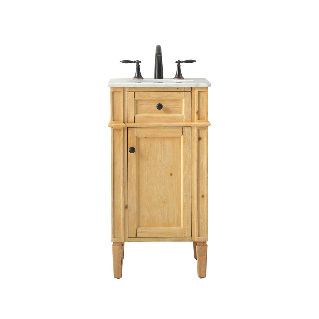 18 Inch Single Bathroom Vanity In Natural Wood - View 3 - Joshua Marshal