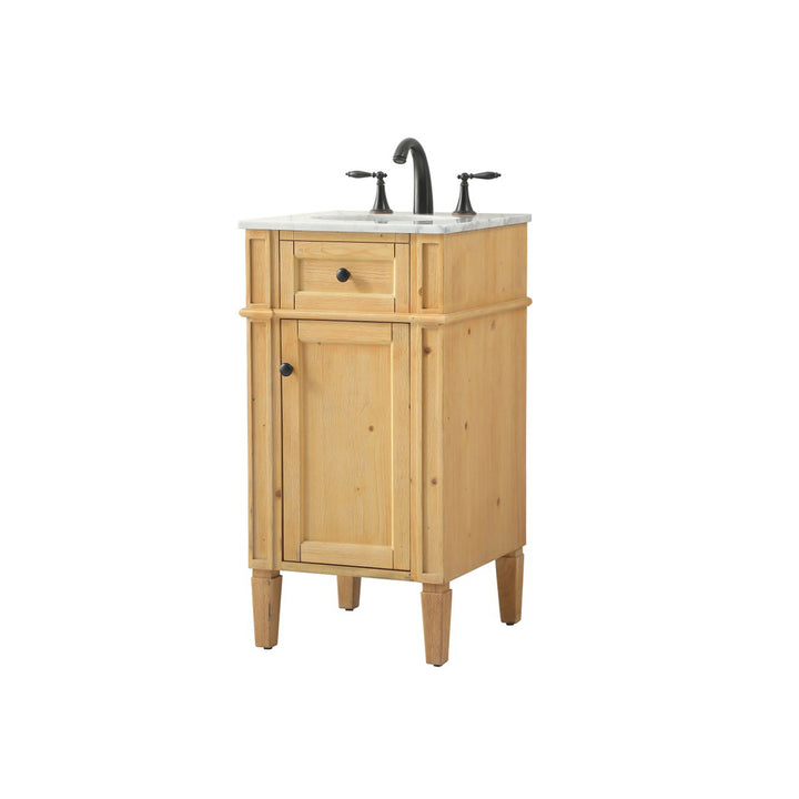 18 Inch Single Bathroom Vanity In Natural Wood - View 4 - Joshua Marshal