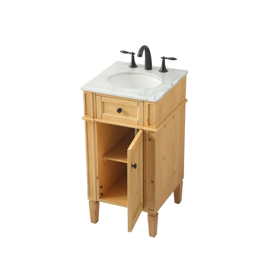 18 Inch Single Bathroom Vanity In Natural Wood - View 5 - Joshua Marshal