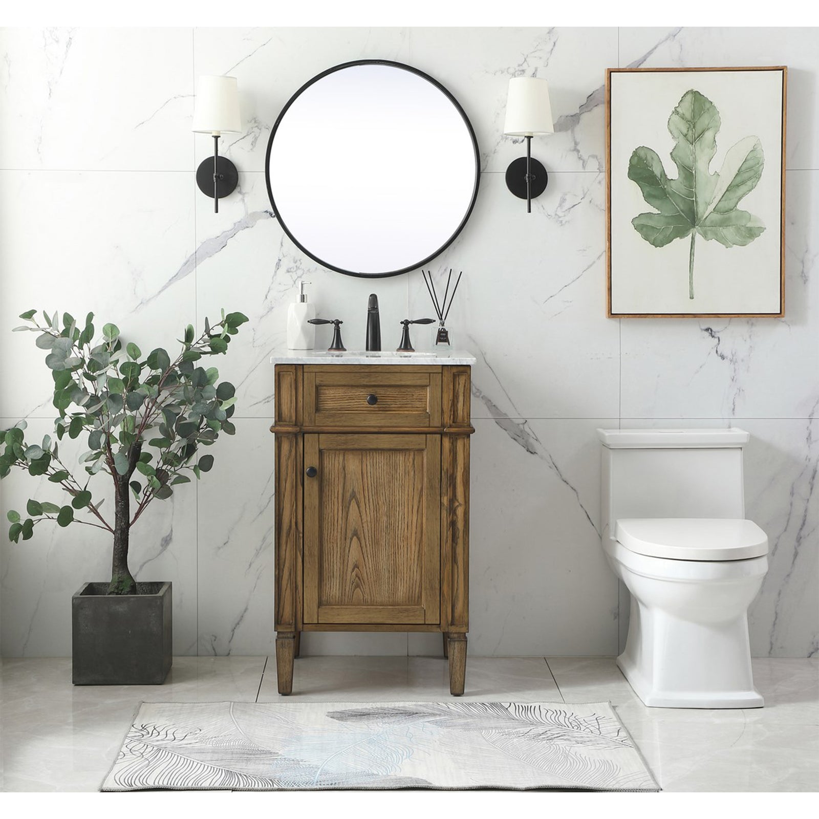 21 Inch Single Bathroom Vanity In Driftwood - View 2 - Joshua Marshal