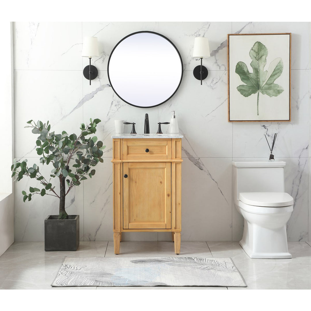 21 Inch Single Bathroom Vanity In Natural Wood - View 2 - Joshua Marshal