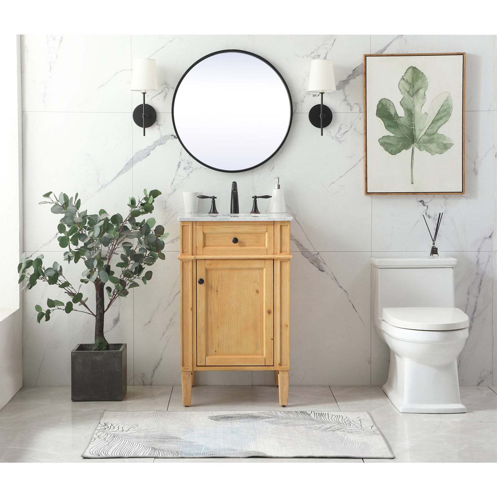 21 Inch Single Bathroom Vanity In Natural Wood - View 2 - Joshua Marshal