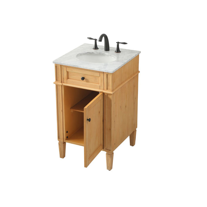 21 Inch Single Bathroom Vanity In Natural Wood - View 5 - Joshua Marshal