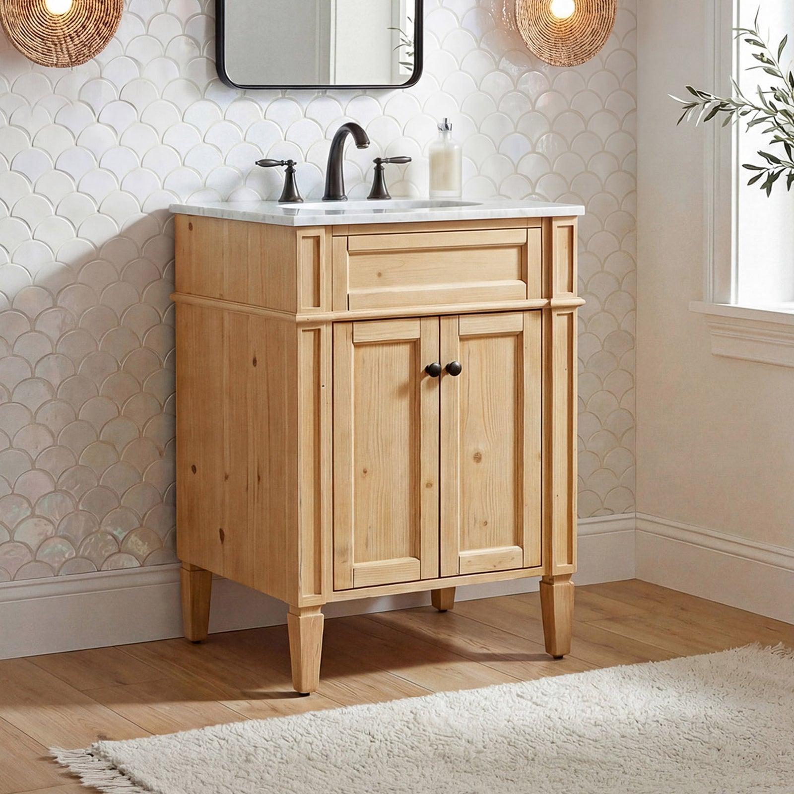 24 Inch Single Bathroom Vanity In Natural Wood Natural Wood Finish - KITCHEN & BATH by Joshua Marshal