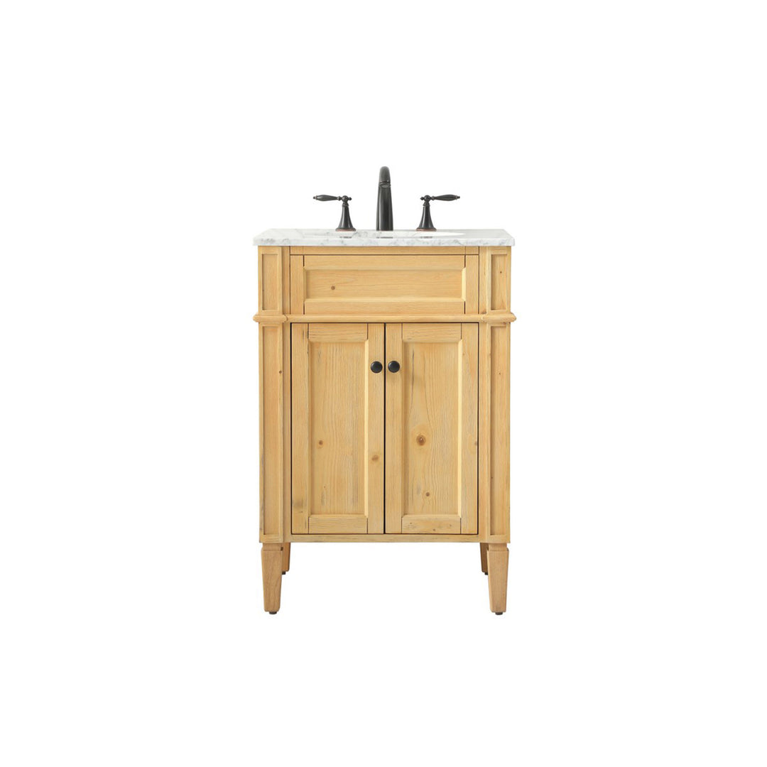 24 Inch Single Bathroom Vanity In Natural Wood - View 3 - Joshua Marshal