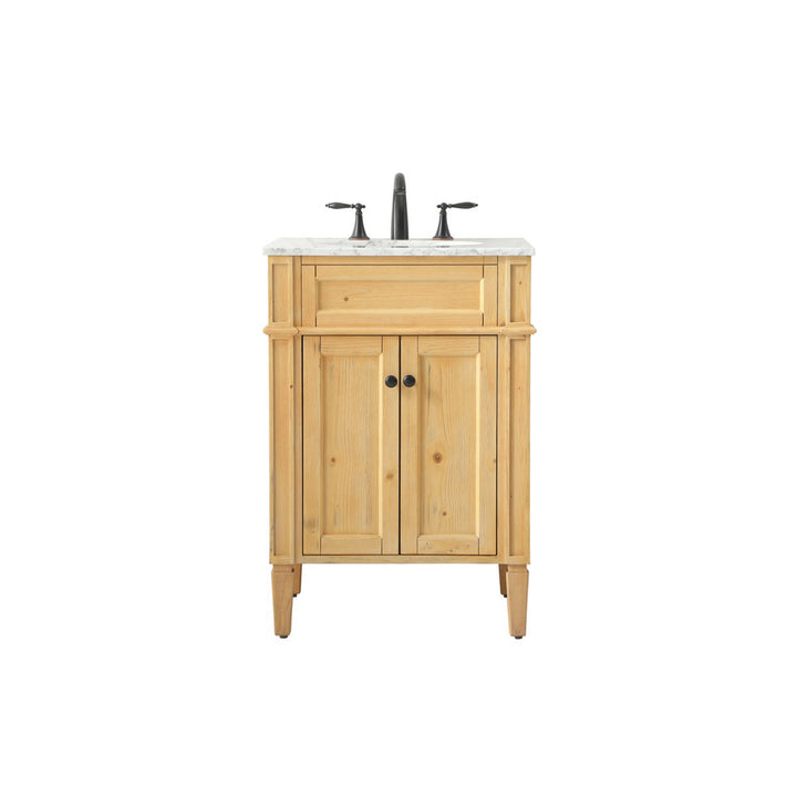 24 Inch Single Bathroom Vanity In Natural Wood - View 3 - Joshua Marshal