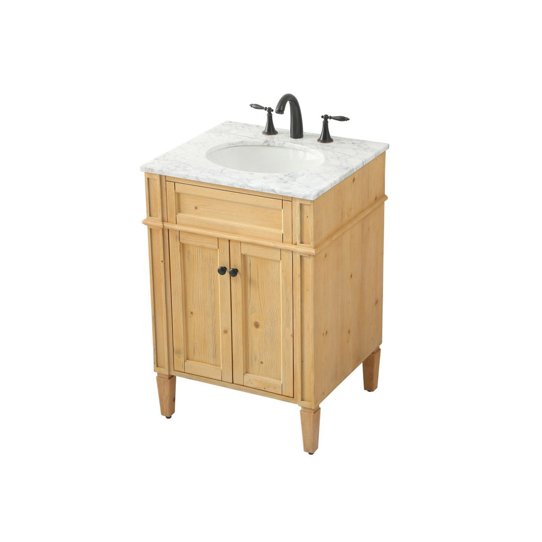 24 Inch Single Bathroom Vanity In Natural Wood - View 4 - Joshua Marshal