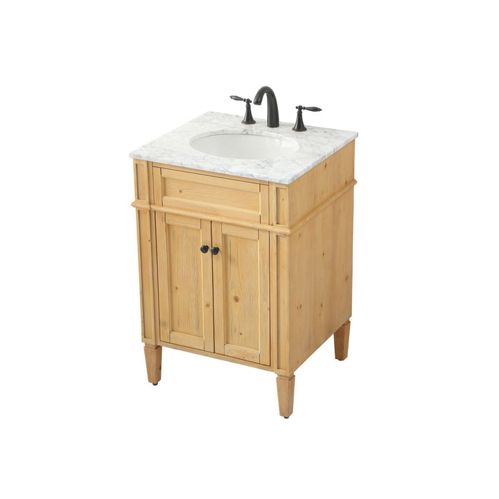 24 Inch Single Bathroom Vanity In Natural Wood - View 4 - Joshua Marshal