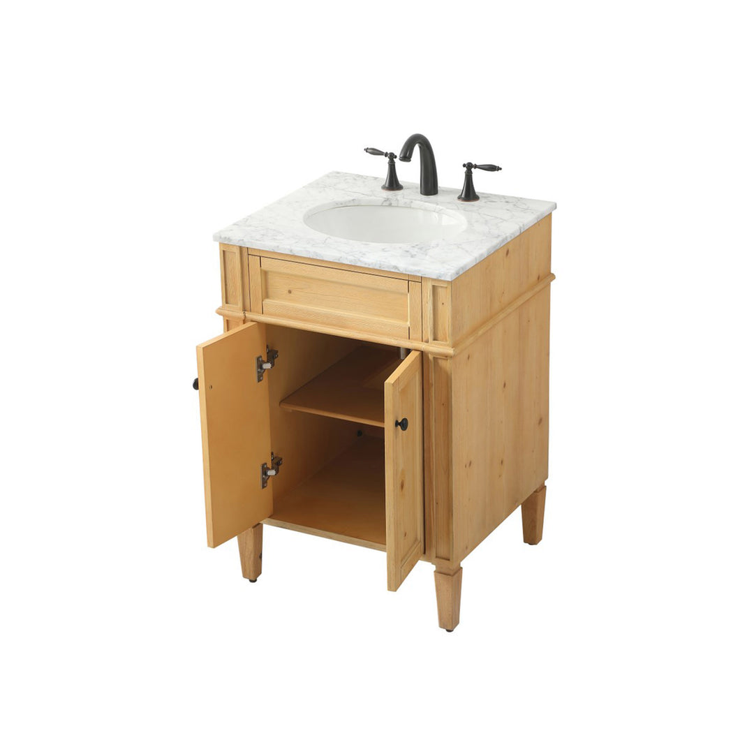 24 Inch Single Bathroom Vanity In Natural Wood - View 5 - Joshua Marshal