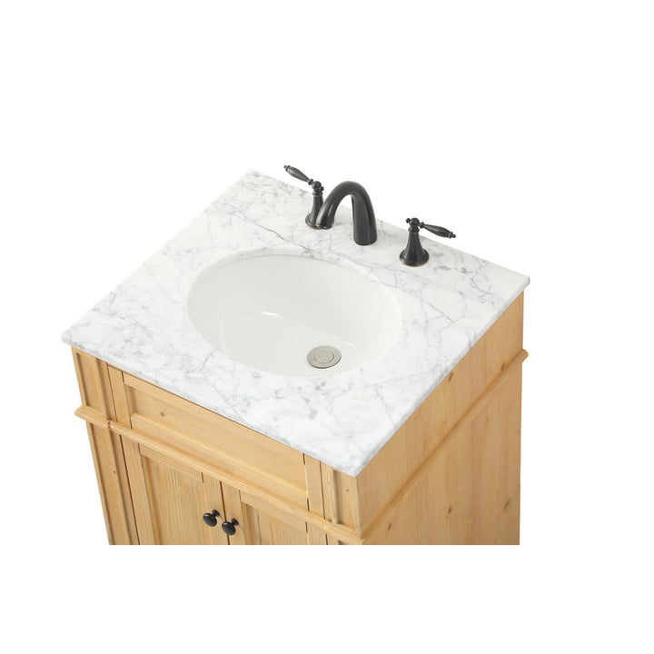 24 Inch Single Bathroom Vanity In Natural Wood - View 6 - Joshua Marshal