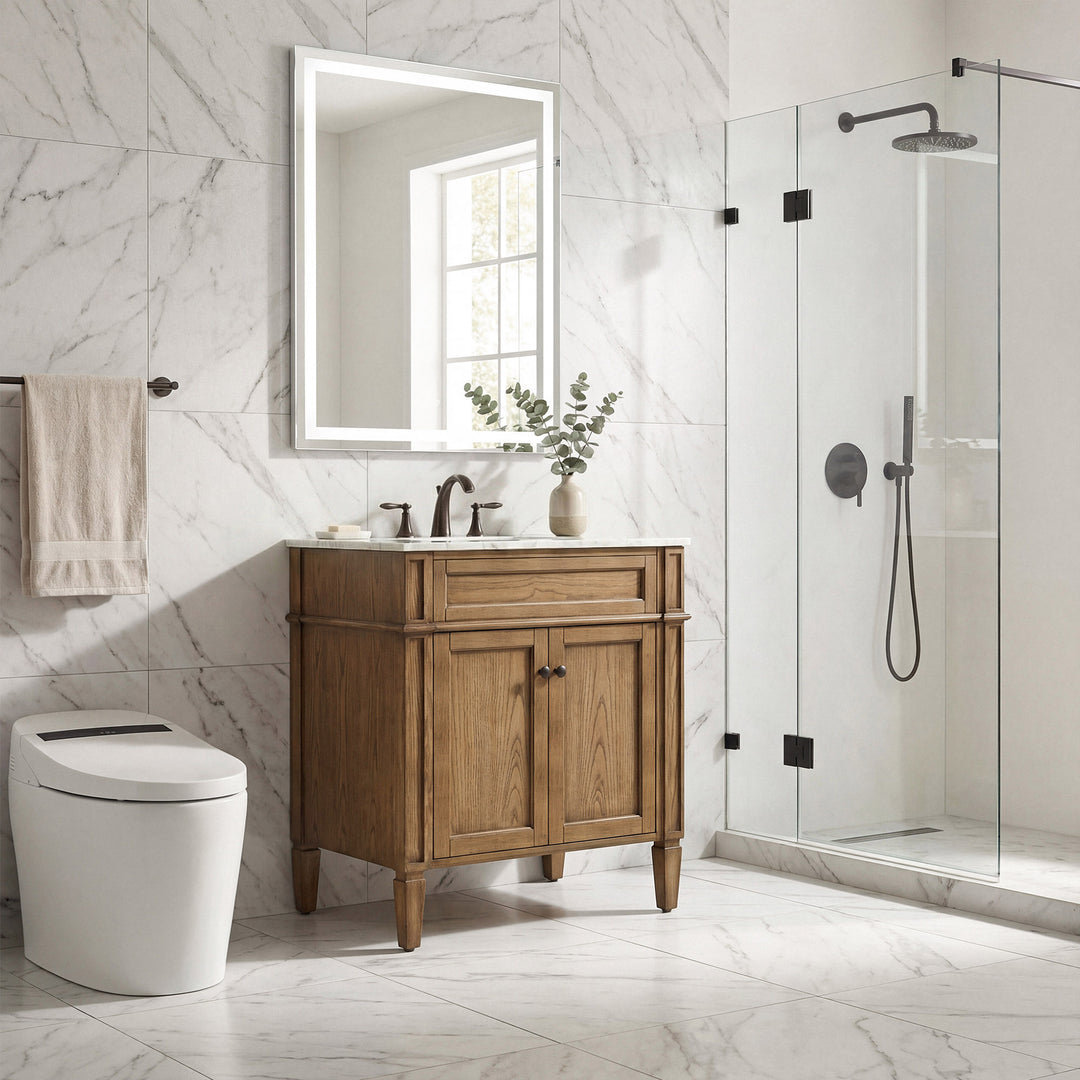 30 Inch Single Bathroom Vanity In Driftwood - View 2 - Joshua Marshal