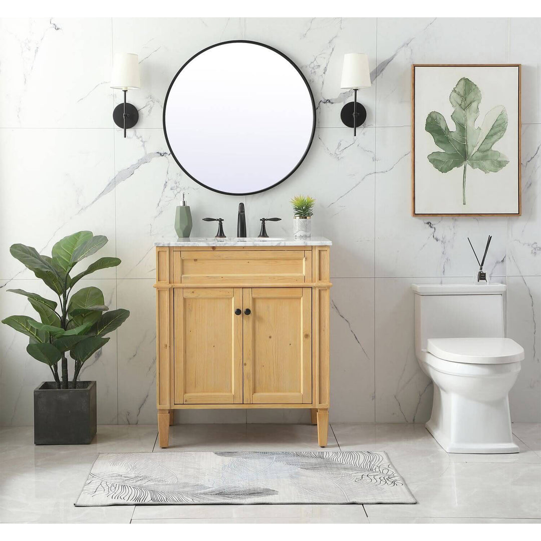 30 Inch Single Bathroom Vanity In Natural Wood - View 2 - Joshua Marshal