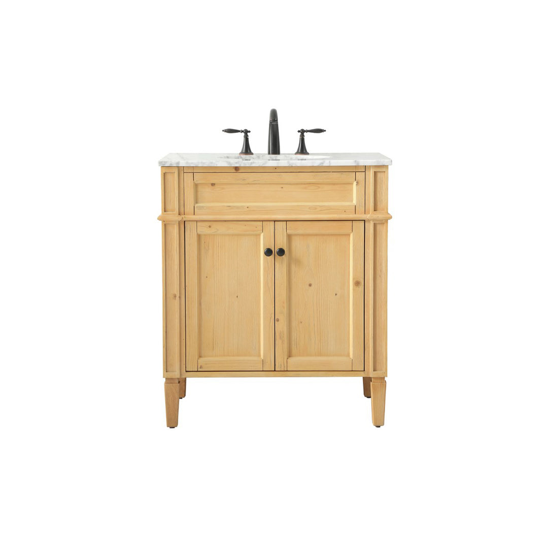 30 Inch Single Bathroom Vanity In Natural Wood - View 3 - Joshua Marshal