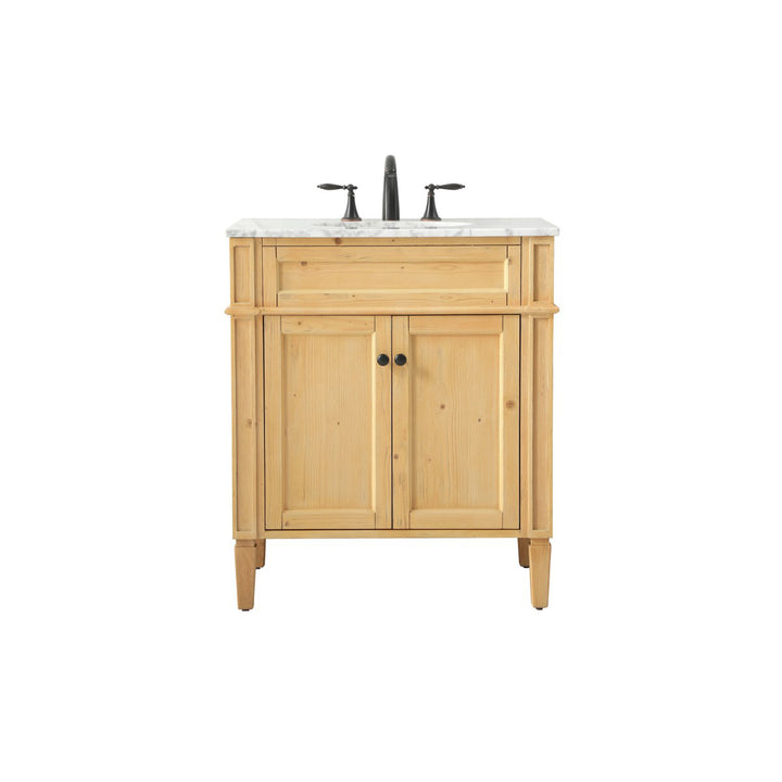 30 Inch Single Bathroom Vanity In Natural Wood - View 3 - Joshua Marshal