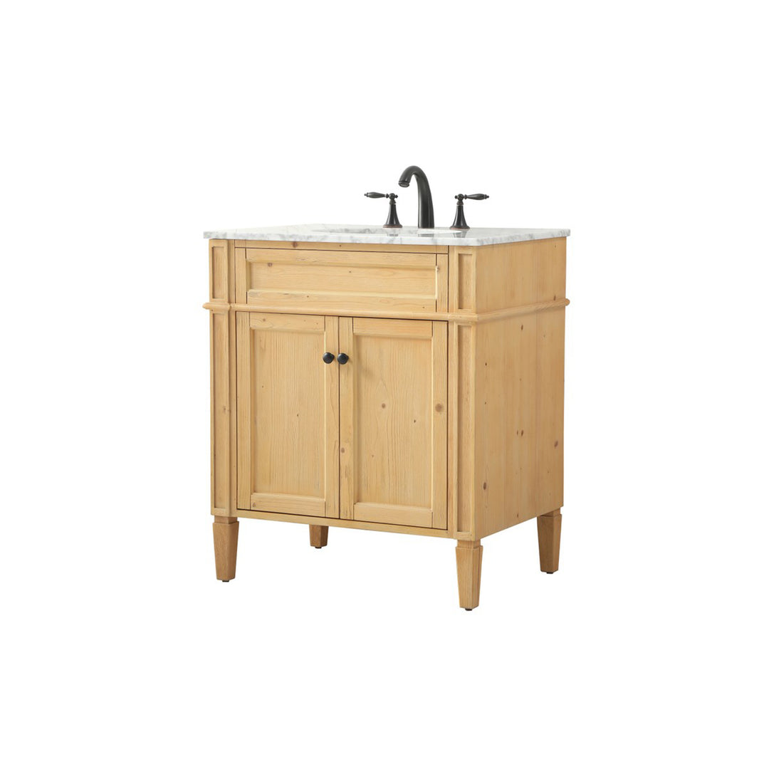 30 Inch Single Bathroom Vanity In Natural Wood - View 4 - Joshua Marshal