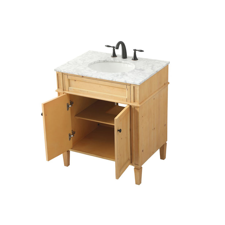 30 Inch Single Bathroom Vanity In Natural Wood - View 5 - Joshua Marshal
