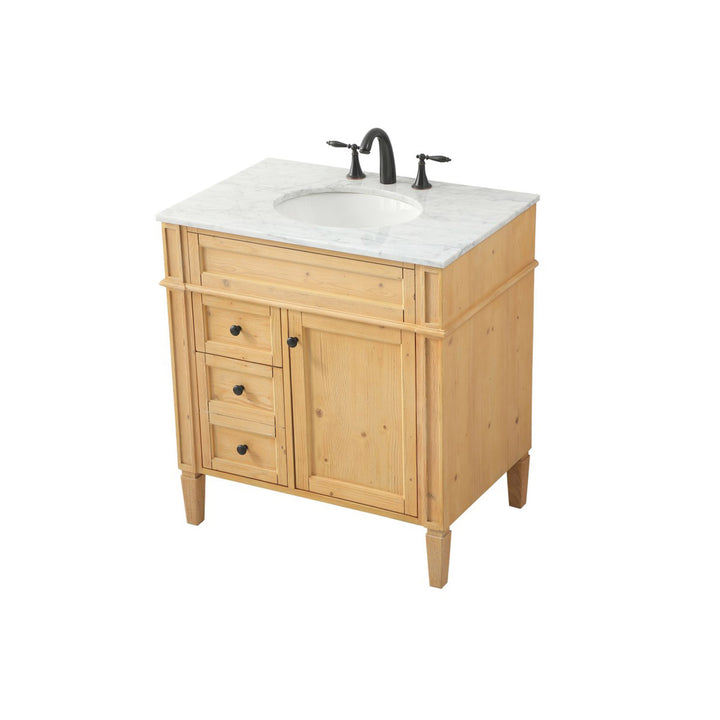 32 Inch Single Bathroom Vanity In Natural Wood - View 4 - Joshua Marshal