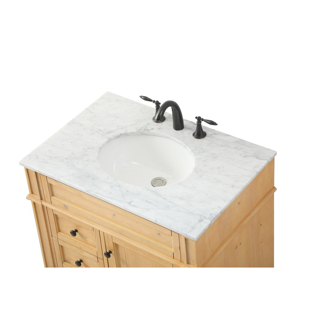 32 Inch Single Bathroom Vanity In Natural Wood - View 6 - Joshua Marshal