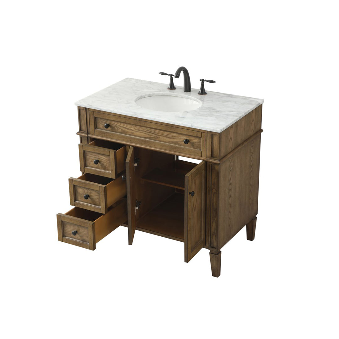36 Inch Single Bathroom Vanity In Driftwood - View 5 - Joshua Marshal