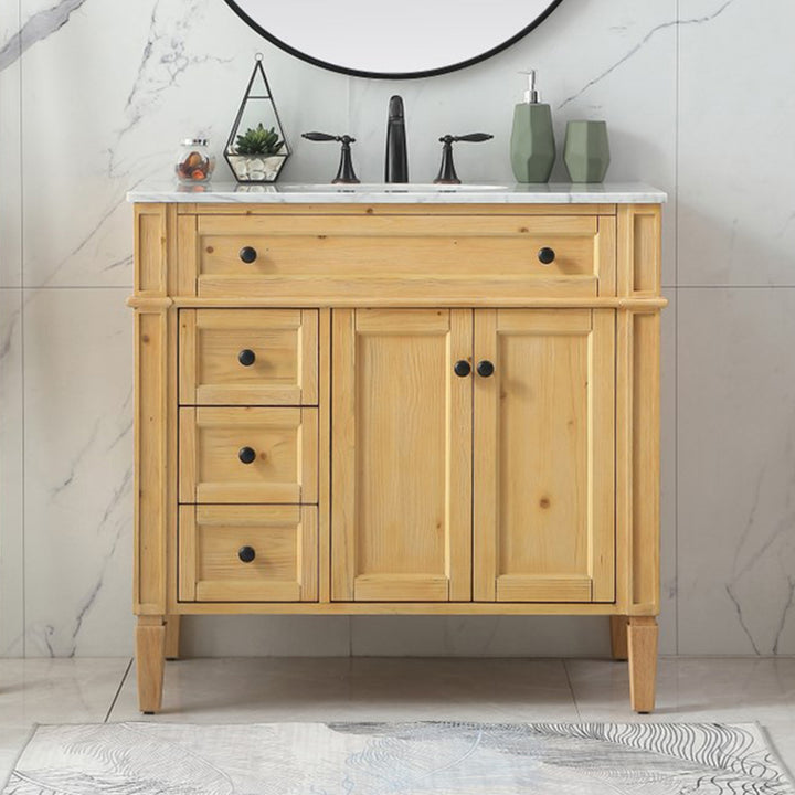 36 Inch Single Bathroom Vanity In Natural Wood Natural Wood Finish - KITCHEN & BATH by Joshua Marshal