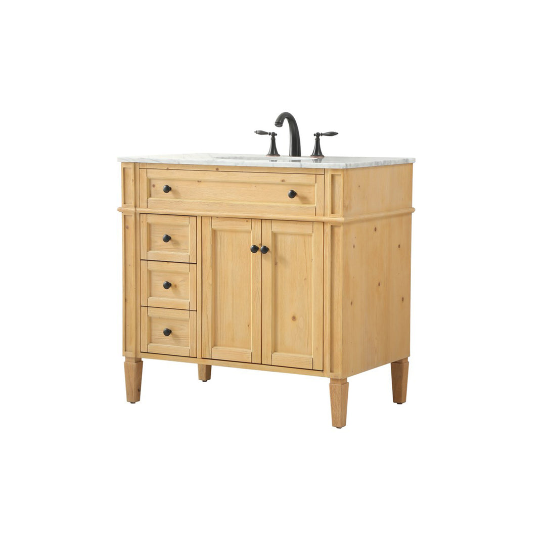 36 Inch Single Bathroom Vanity In Natural Wood - View 4 - Joshua Marshal