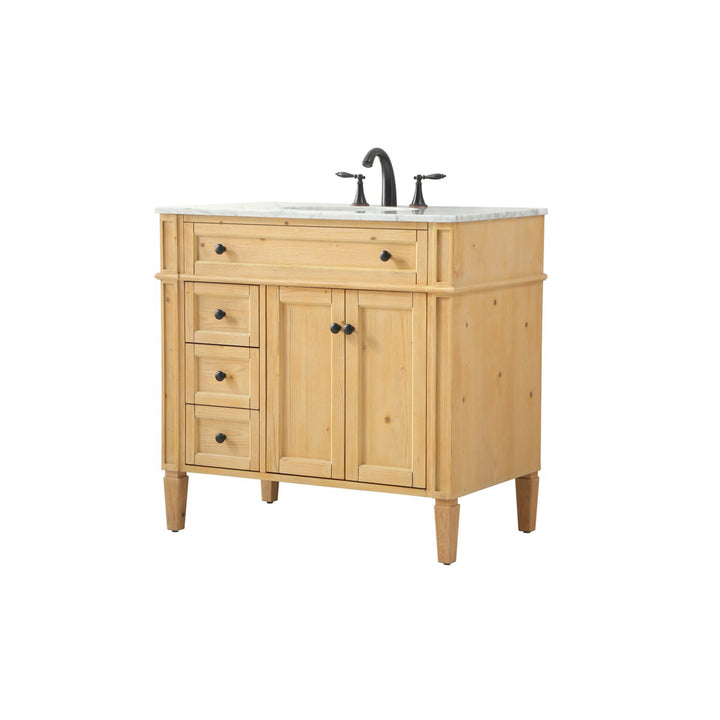 36 Inch Single Bathroom Vanity In Natural Wood - View 4 - Joshua Marshal