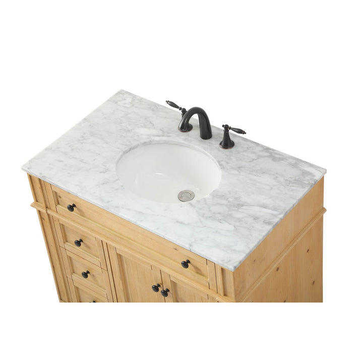 36 Inch Single Bathroom Vanity In Natural Wood - View 6 - Joshua Marshal