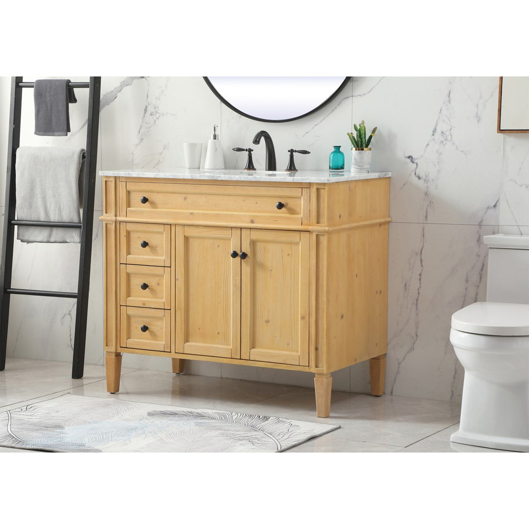 40 Inch Single Bathroom Vanity In Natural Wood - View 2 - Joshua Marshal
