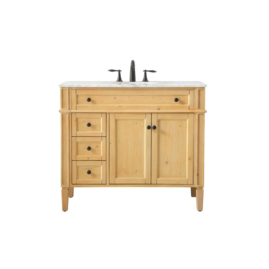 40 Inch Single Bathroom Vanity In Natural Wood - View 3 - Joshua Marshal