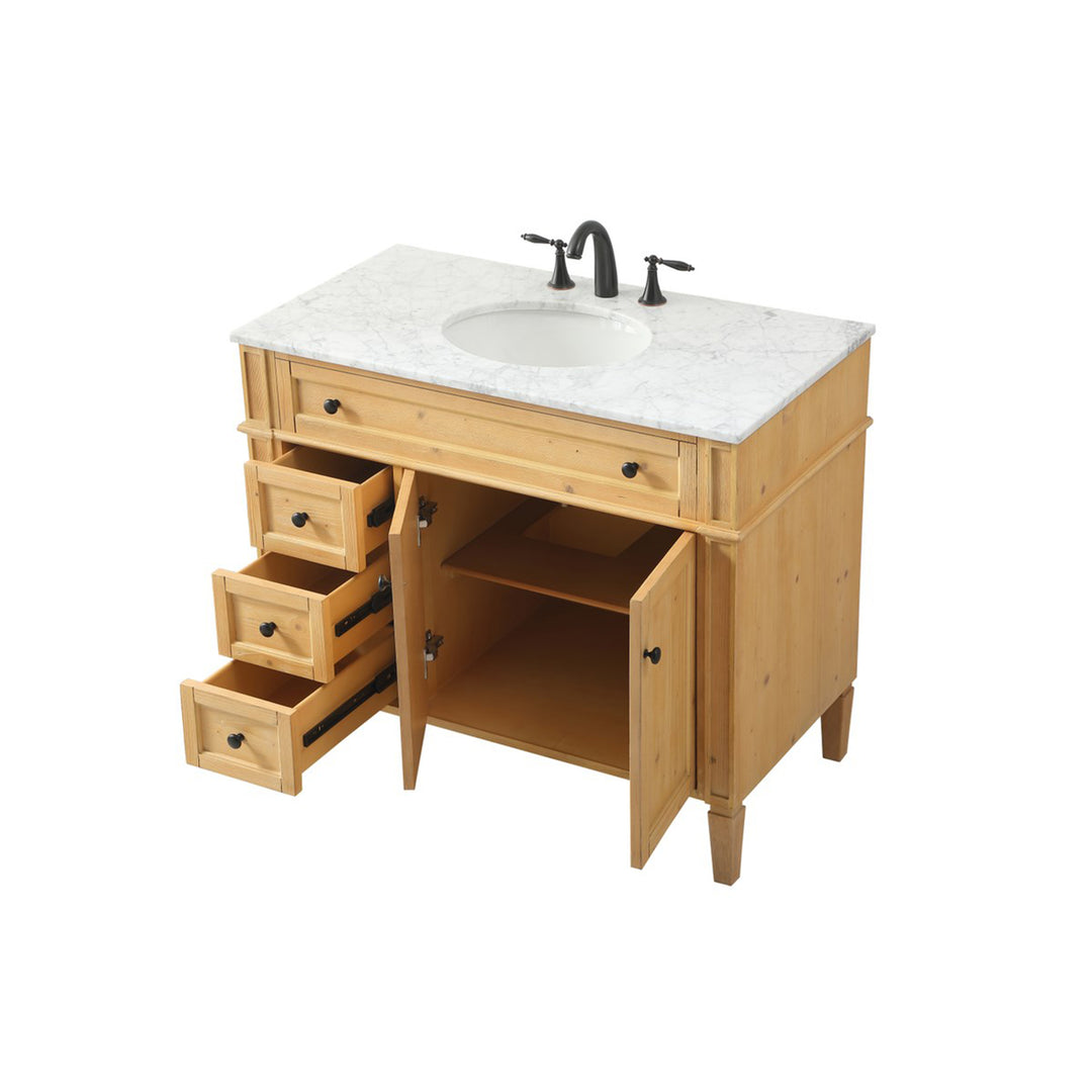 40 Inch Single Bathroom Vanity In Natural Wood - View 4 - Joshua Marshal